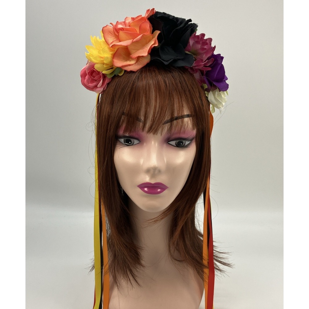 Flower Headband Ribbons Ren‎ Faire Festival Fairycore Fantasy Whimsigoth Cosplay